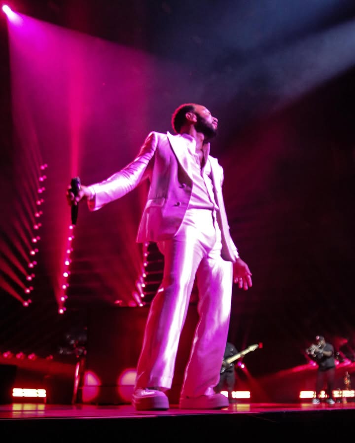 May be an image of blazer, concert and text
