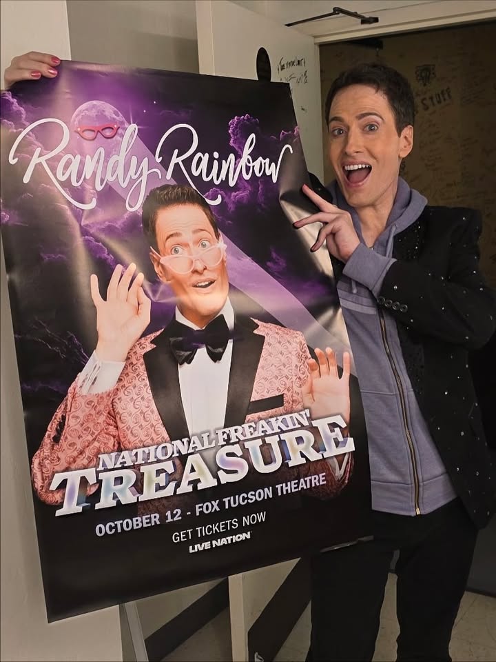 May be an image of banner, magazine, poster and text that says '2 Randy RandyRaynbun TREASURE NATIONALERA FREAKIN NATIONAL TUCSON THEATRE THEATRE OCTOBER 12 - 12-FOX FOXT GET LIVENATION LIVE NATION TICKETS NOW'