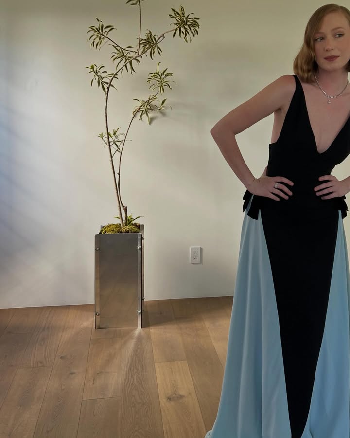 May be an image of gown, dress and text