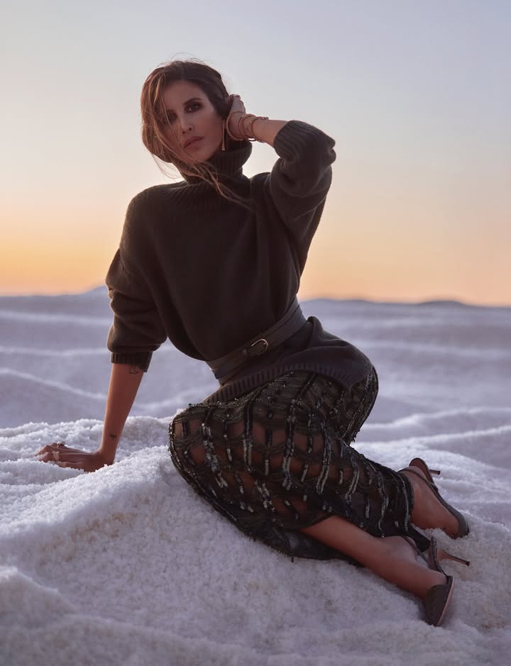 May be an image of one or more people, makeup, turtleneck and text