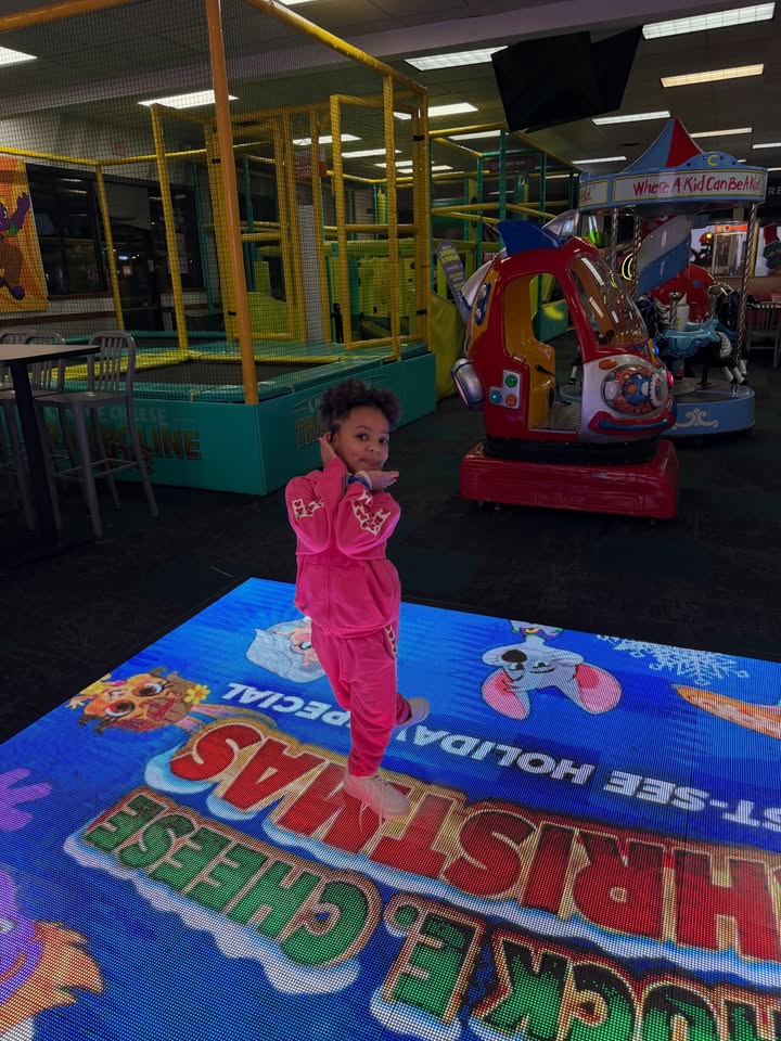 May be an image of baby, toy, trampoline and text