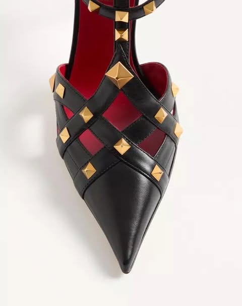 May be an image of sandals, high-heeled shoes, slingback shoes and text