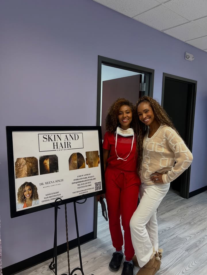 May be an image of one or more people, makeup, sweatsuit, office and text