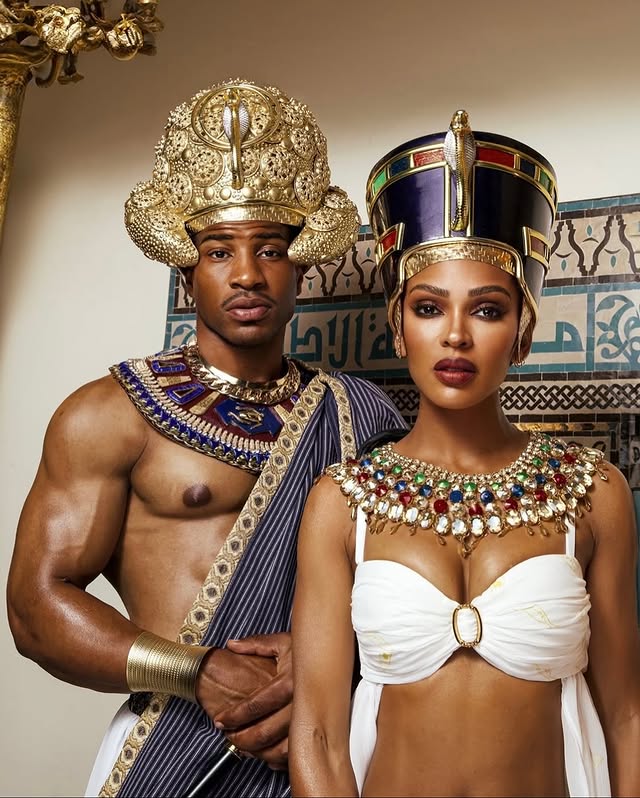 May be an image of one or more people, makeup, headdress and costume