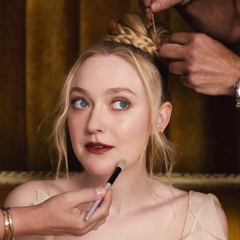 May be an image of one or more people, blonde hair, braids, makeup and text