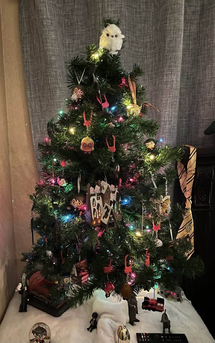 May be an image of owl, christmas tree, snowman, tinsel and text