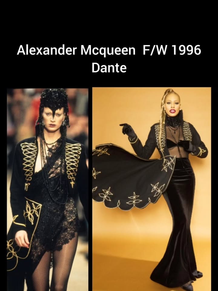 May be an image of costume and text that says 'Alexander Mcqueen F/W 1996 Dante 3 MESI 666881 +88888888'