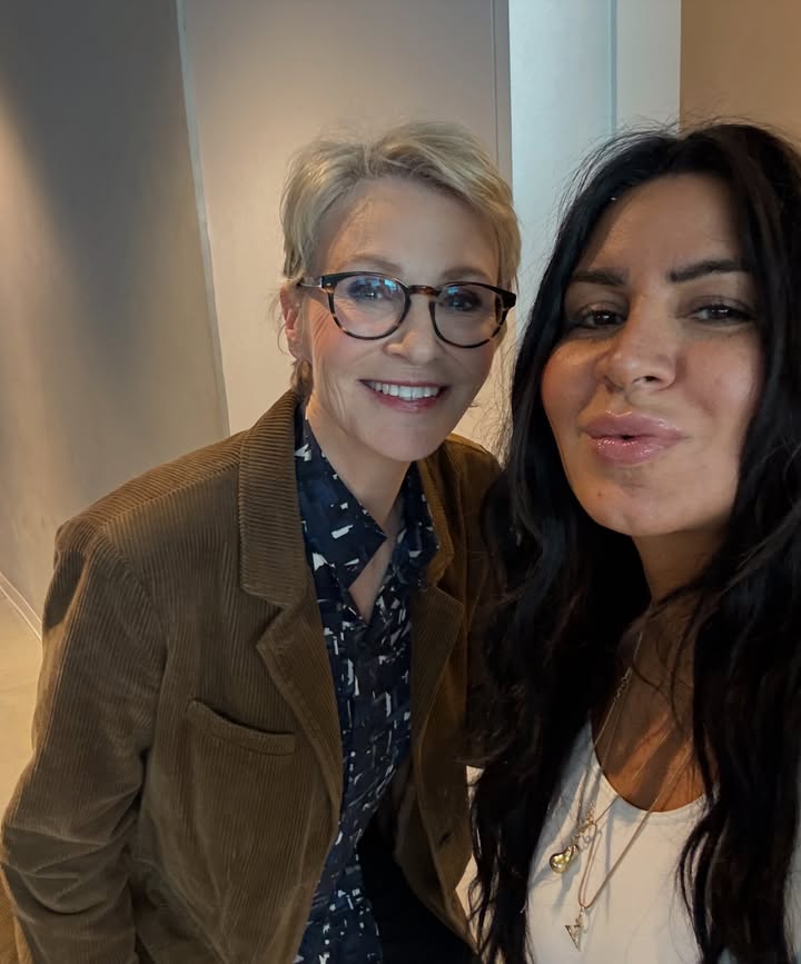 May be a selfie of one or more people, makeup, eyeglasses and text