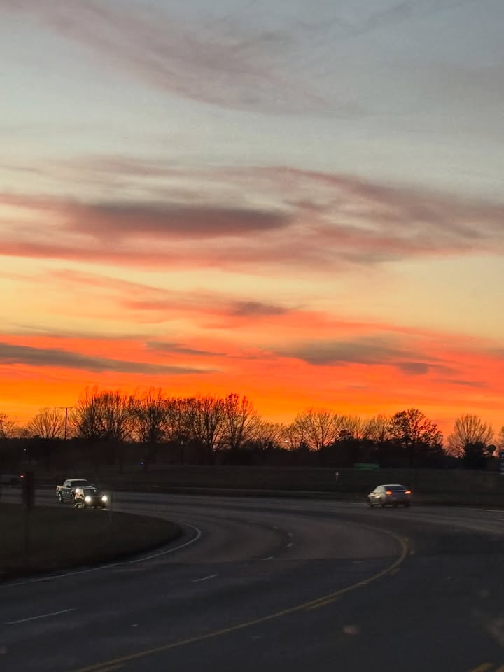 May be an image of nature, horizon, twilight, road, sky and text