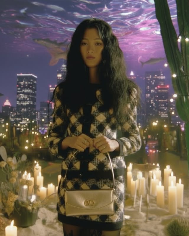 May be an image of one or more people, makeup, hair, purse and text