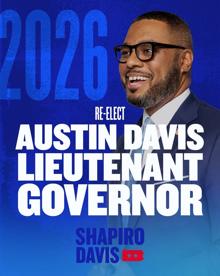 May be a graphic of one or more people, people standing, poster, magazine and text that says '2026 RE-ELECT AUSTIN DAVIS LIEUTENANT GOVERNOR SHA DAVIS'