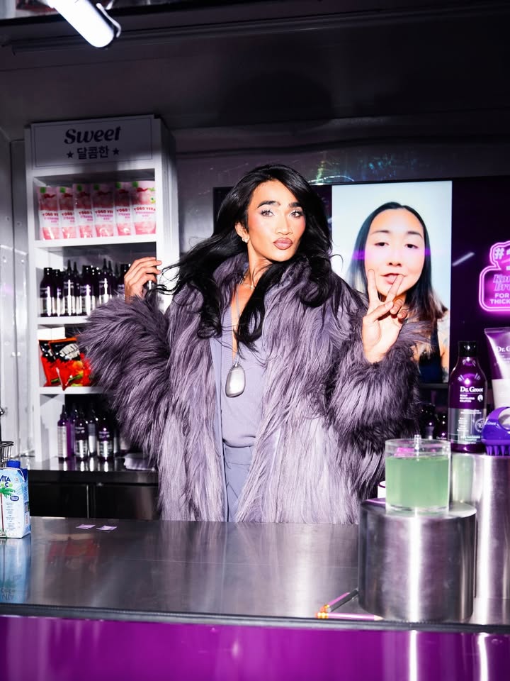 May be an image of one or more people, makeup, sable coat, goosedown coat, parka and text