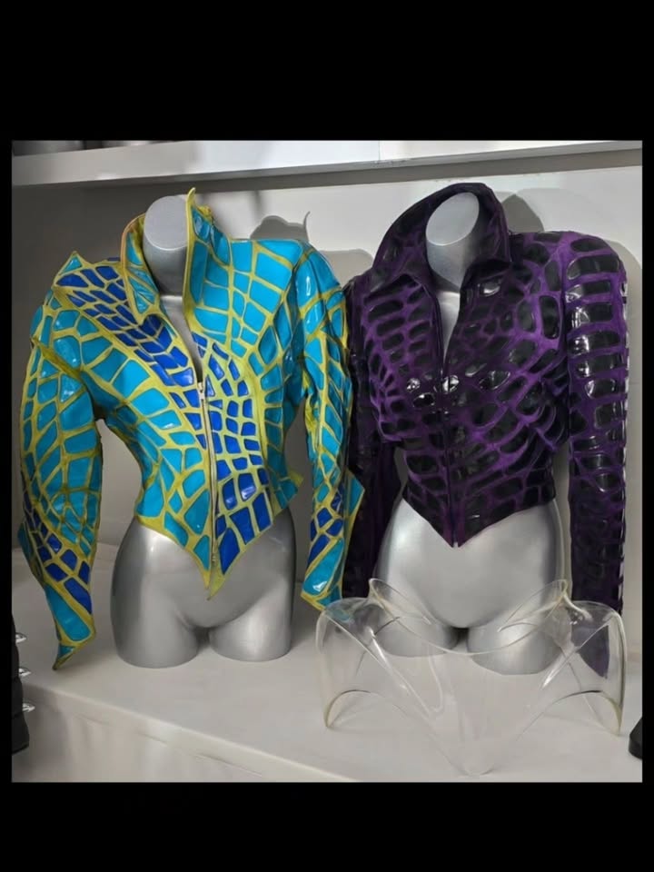 May be an image of fishnet stockings, mannequin and text