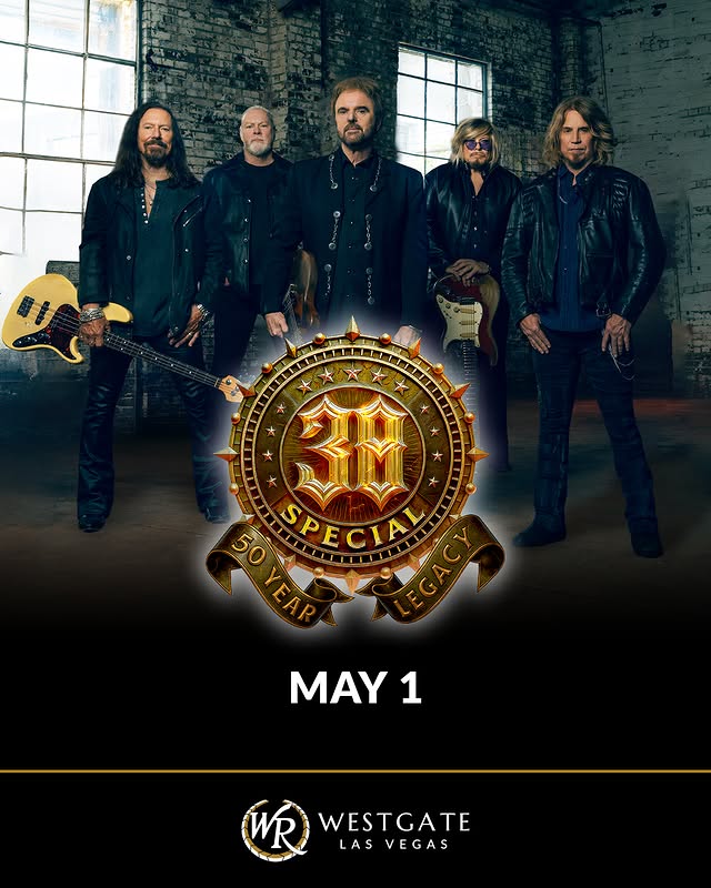 May be an image of guitar, poster and text that says 'GulllL * 50YEAR EAR 50 SPECIAL S MAY MAY1 1 WR WESTGATE LASVEGAS LAS VEGAS'