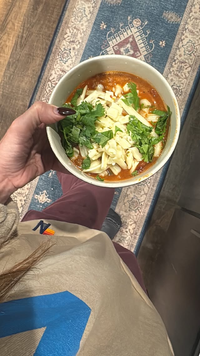 May be an image of alphabet soup, soup and text