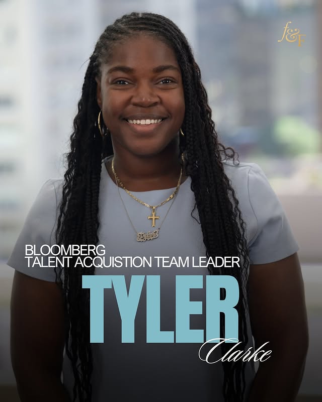 May be an image of one or more people, poster, magazine and text that says '你 aBBaH/ 三包多 BLOOMBERG TALENT ALENTACQUISTIONTEAMLEADER ACQUISTION TEAM LEADER TYLER Carke'
