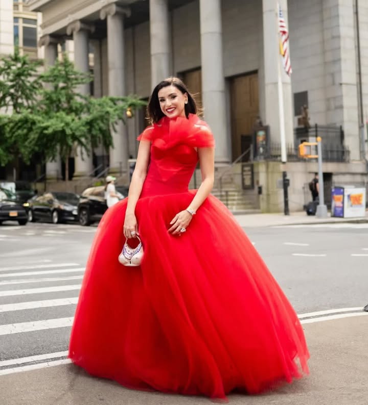 May be an image of gown, dress and text