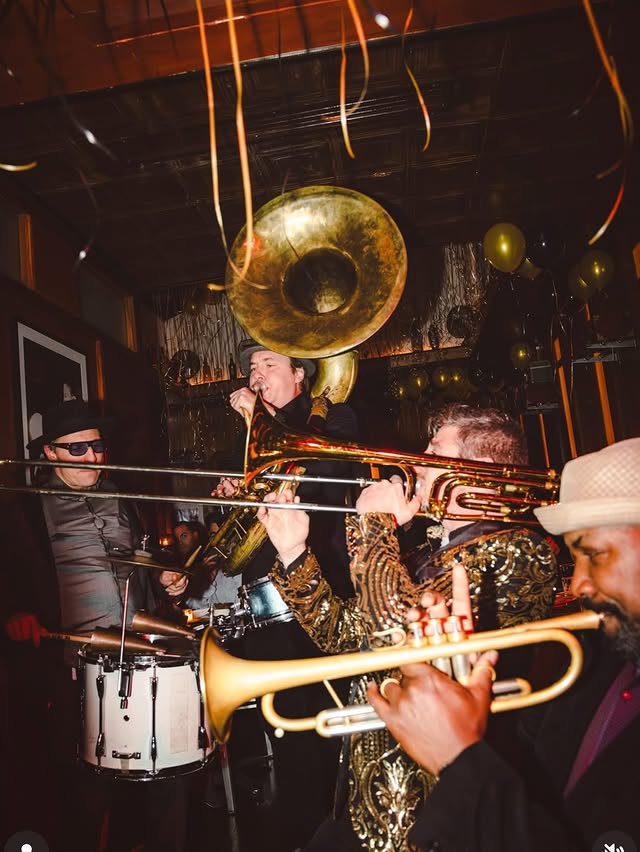 May be an image of trumpet, brass, accordion, saxophone, tambourine, horn and text