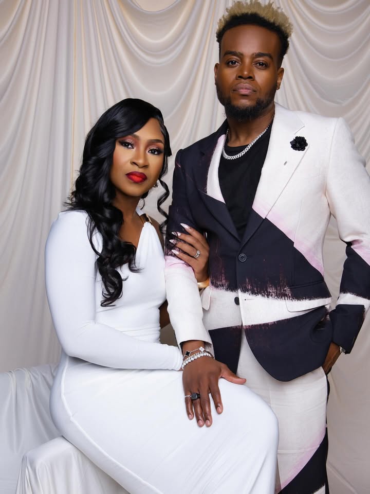 May be an image of one or more people, suit, blazer, dinner jacket, gown, wedding and text