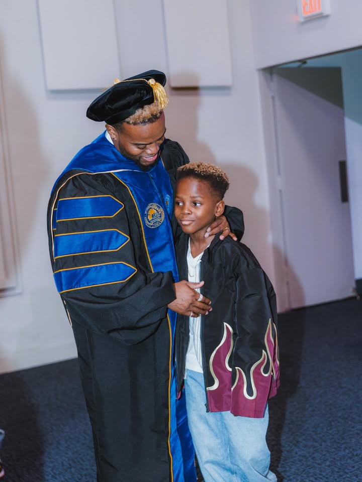 May be an image of child and text