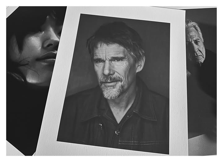 May be a black-and-white image of polaroid and text