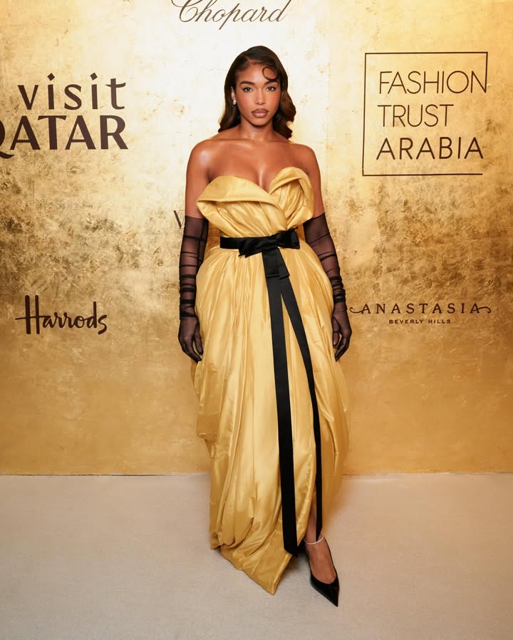 May be an image of magazine, gown, dress and text that says 'Chopard visit ATAR FASHION TRUST ARABIA Harrods ANASTASIA BEVERLYHILLS HILLS BEVERLY'