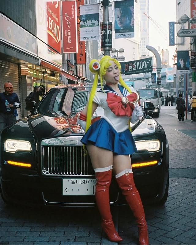 May be an image of miniskirt and costume