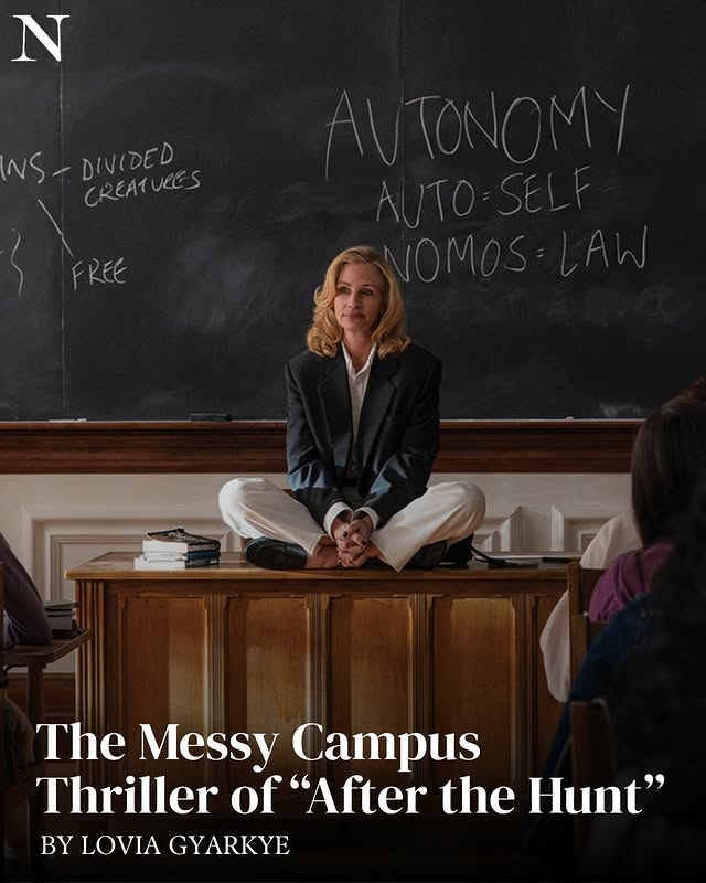 May be an image of magazine, book, poster and text that says 'N NS NS-DINIDED DIVIDED CREATURES FREE The Messy Campus Thriller of 'After the Hunt" BY LOVIA GYARKYE'