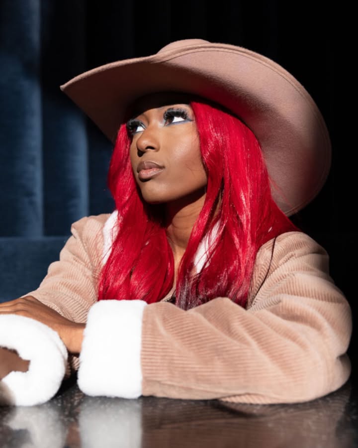 May be an image of one or more people, makeup and text