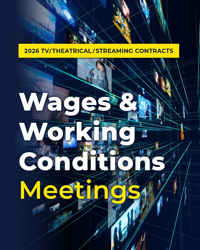 May be an image of magazine, poster, office and text that says '2026 TV/THEATRICAL/STREAMING CONTRACTS Wages & Working Conditions Meetings'