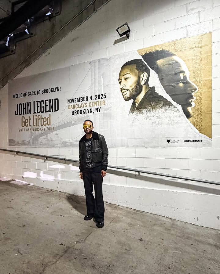 May be an image of one or more people, people standing, poster and text that says 'S VELCOMEB BACK TO BROOKLYN! NOVEMBER 4, 4, 2025 JOHN LEGEND BARCLAYS CENTER BROOKLYN, NY Get etlifted 2OTHAHHIVERSARYTOUR 20TH ANNIVERSARY TOUR 스류뉴농산 LIVE NATION'