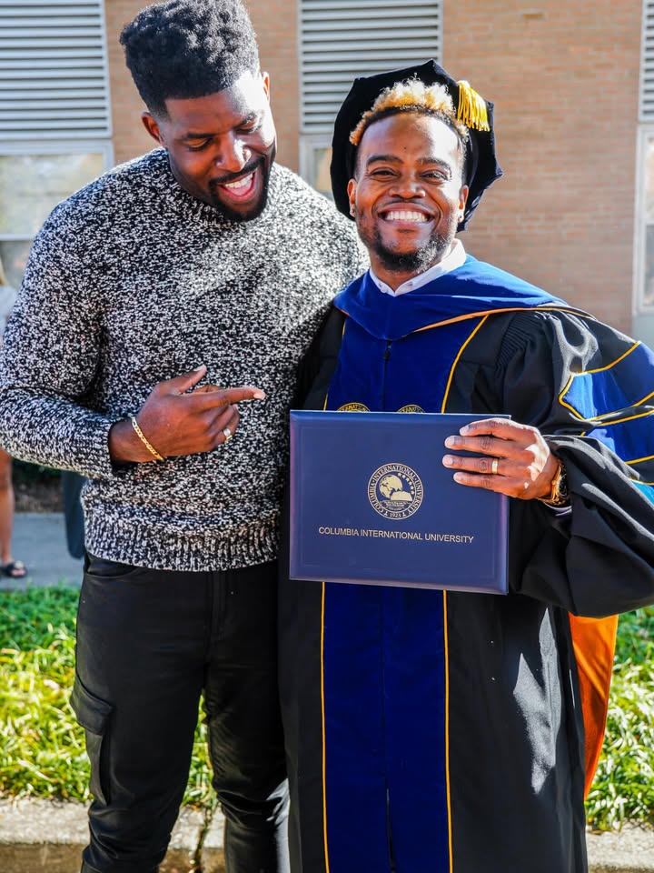 May be an image of standing and text