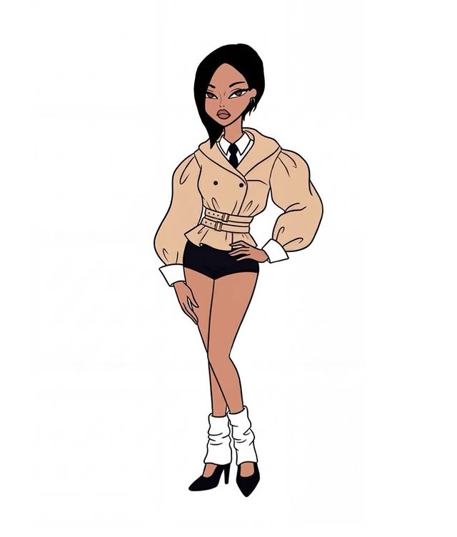 May be pop art of miniskirt, kilt and text