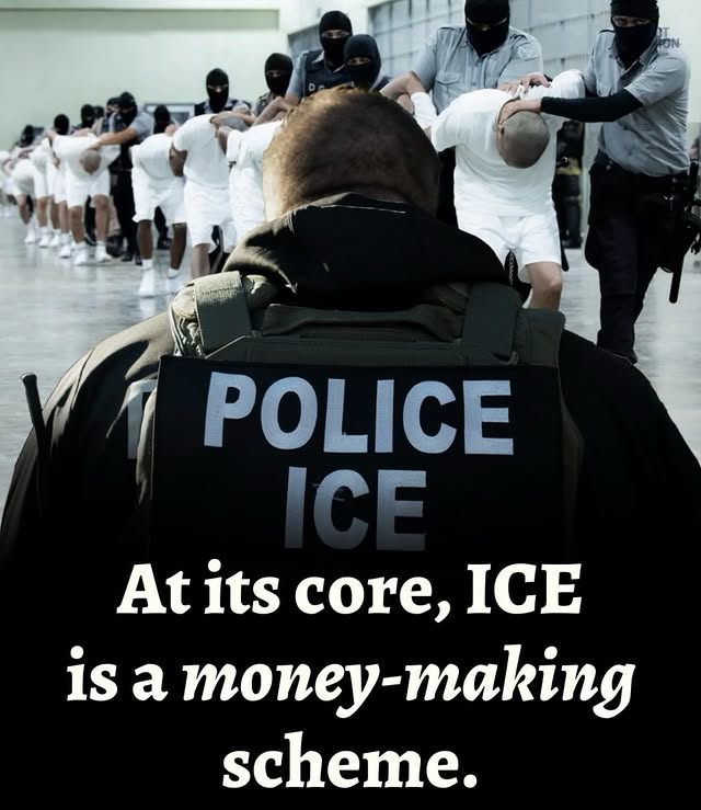 May be an image of text that says 'I FON POLICE IOE At its core, ICE is a money-making scheme.'