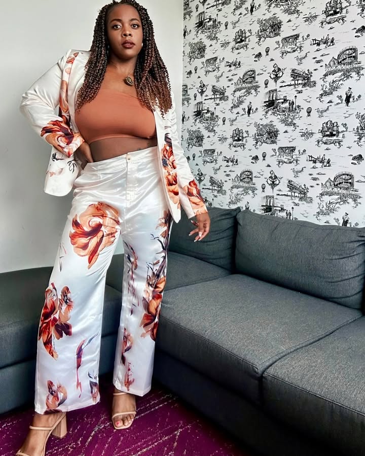 May be an image of one or more people, skirt and text