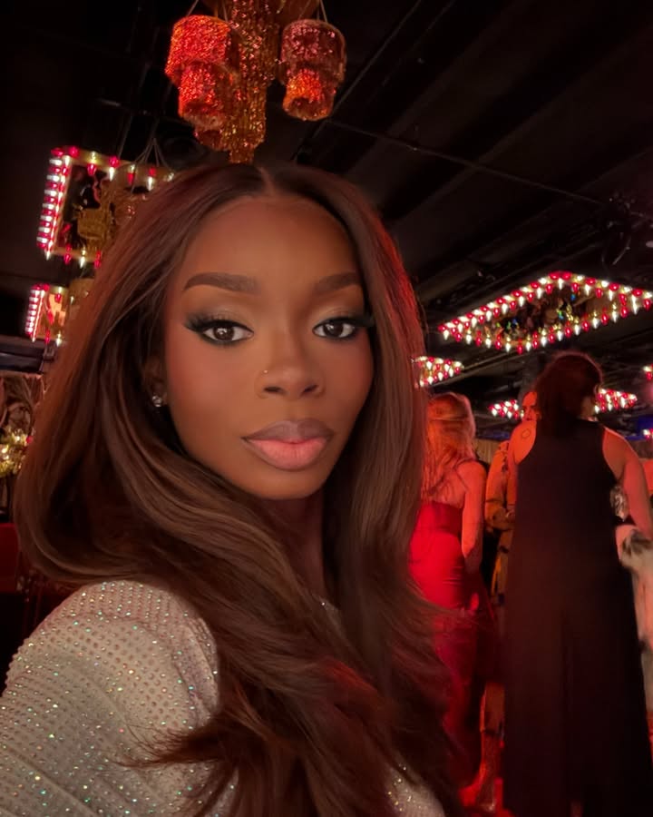 May be a selfie of one or more people, makeup, hair, eyeliner and text