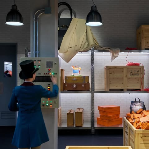 May be an image of display case, bowler hat, refrigerator and text