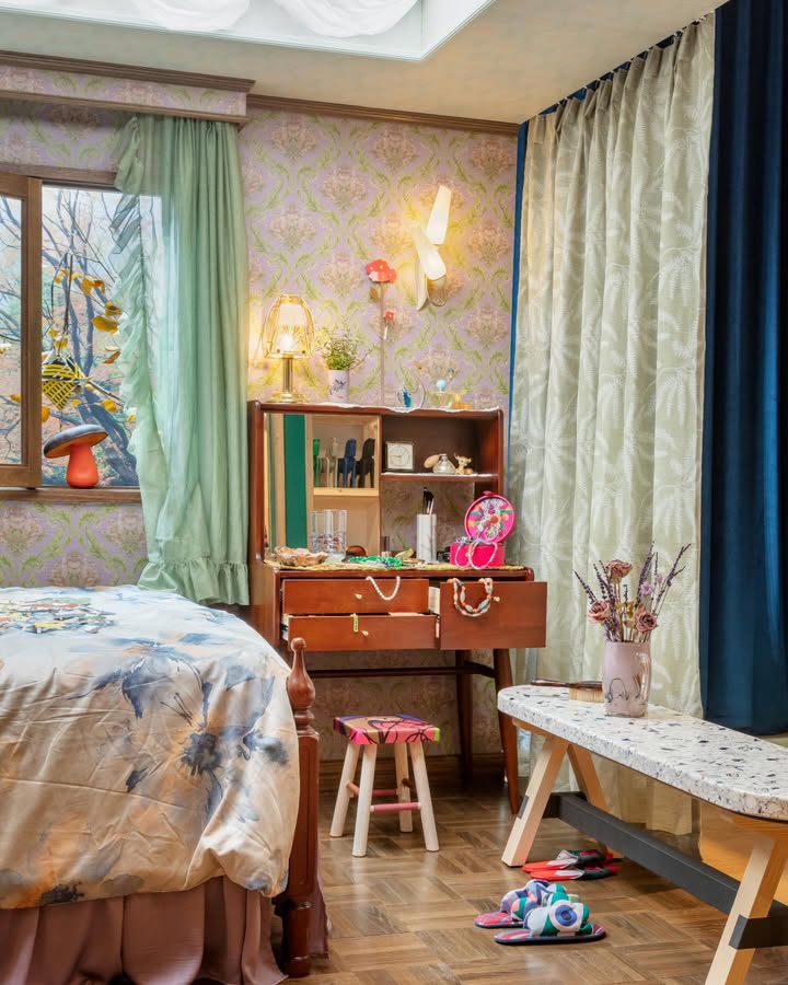 May be an image of curtains, dollhouse, armoire, bunk bed and mattress