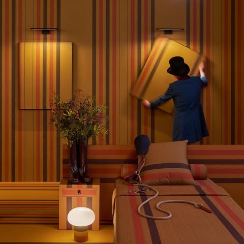 May be an image of bed, lighting, lamp shade, bedroom and text