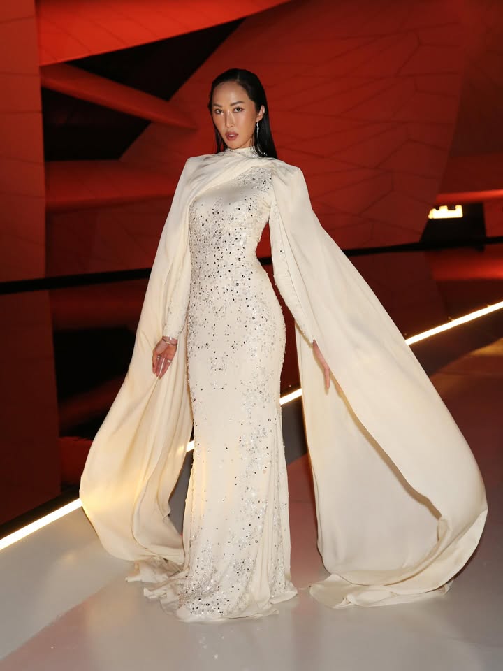 May be an image of gown, dress and text