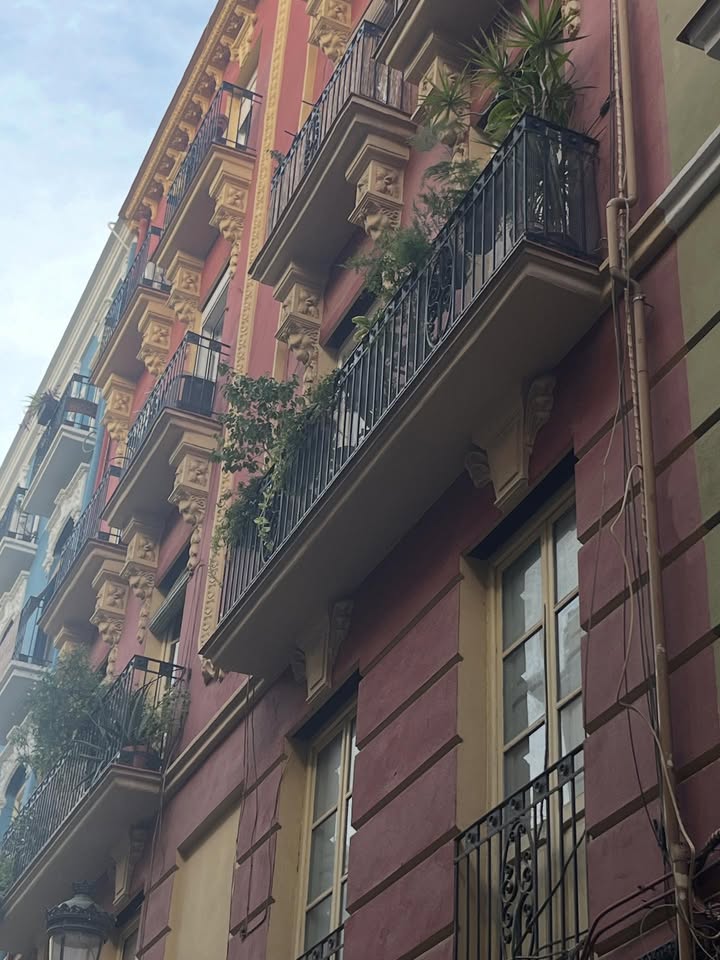 May be an image of fire escape, window box, buildings and window
