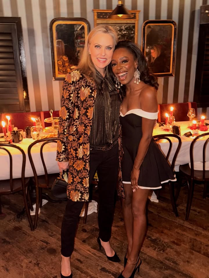 May be an image of one or more people, makeup, turtleneck and text