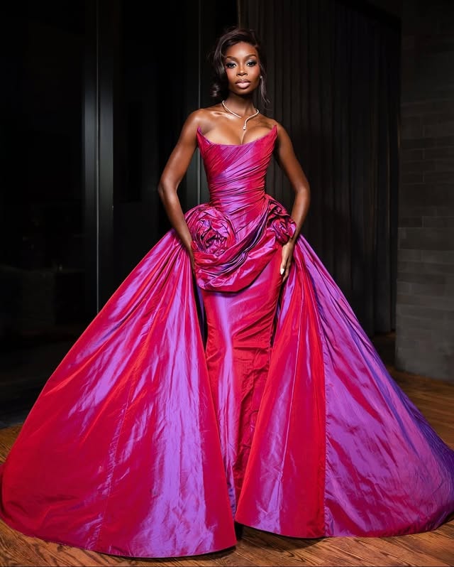 May be an image of gown, dress and text