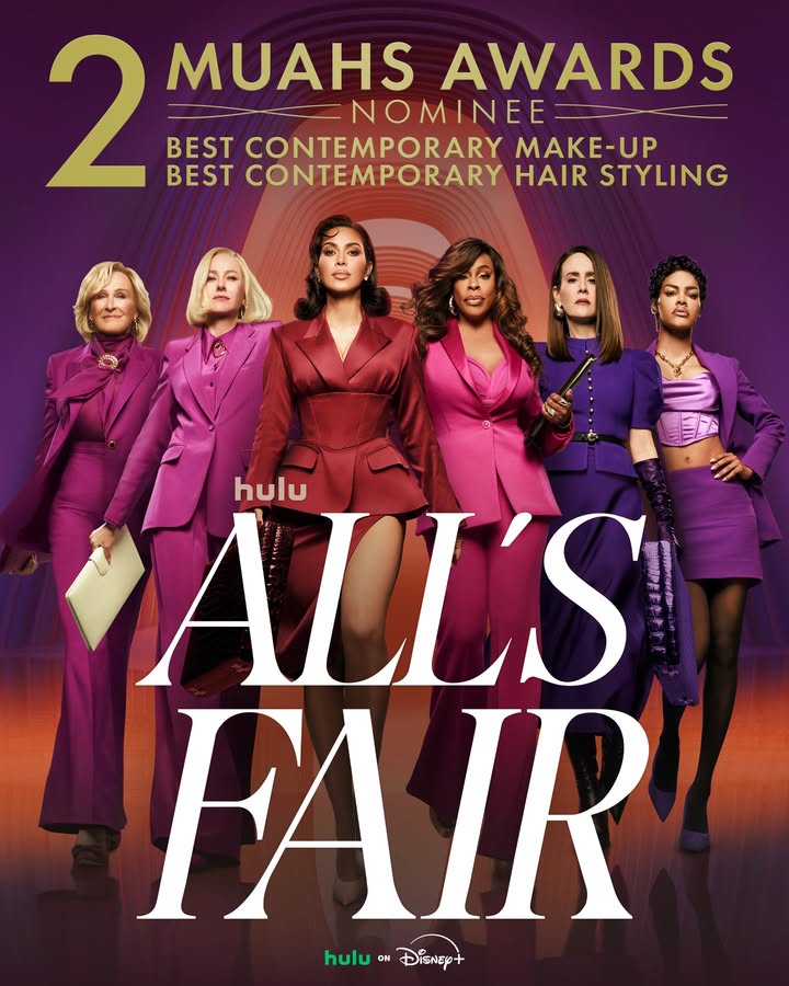 May be an image of one or more people, makeup, magazine, poster and text that says '2 MUAHS AWARDS NOMINEE CONTEMPORARY MAKE-UP CONTEMPORARY ESTCONTEMPORARYHAIRSTYLING HAIR STYLING hulu ALLS FAIR hulu hulu.Disney+ OH 中iSNEp+'