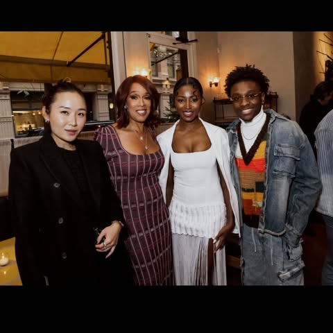 May be an image of one or more people, makeup and text