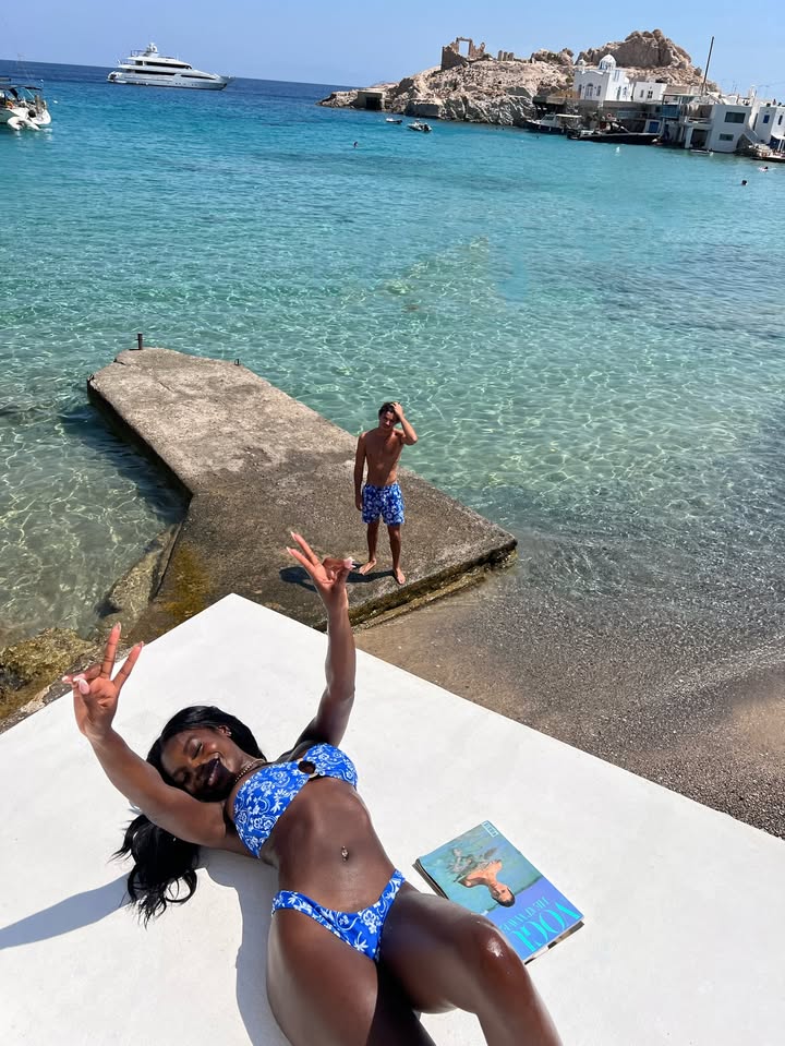 May be an image of Santorini and text