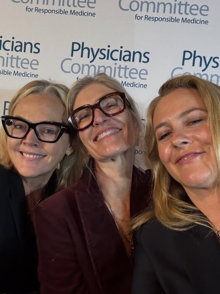 May be a selfie of one or more people, eyeglasses and text that says 'Οη for Responsible Medicine Committee for Responsible Medicine cians nittee sible Medicine Physicians Committee Medicine Phys'